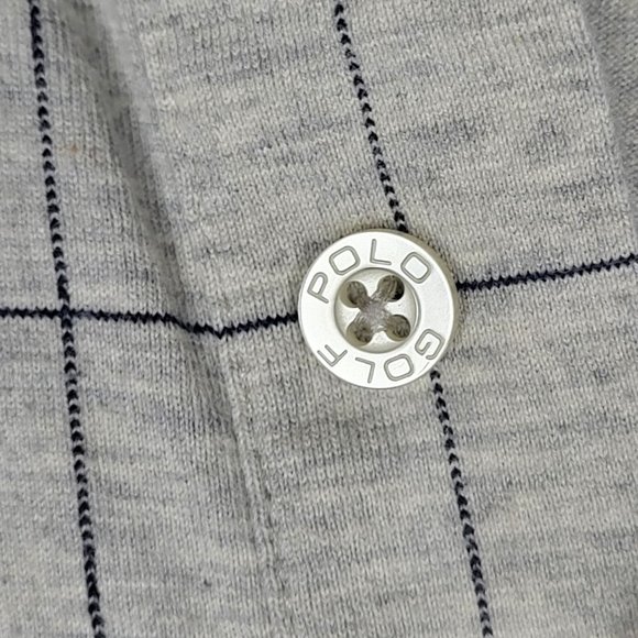 Polo Golf Ralph Lauren Short Sleeve Polo Shirt - Grid Pattern - Grey - Large Top - Picture 3 of 11